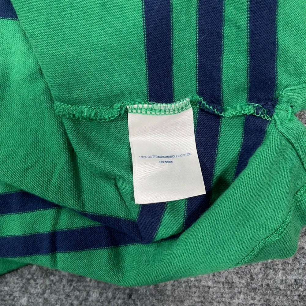 Lands' End Striped‎ Rugby Shirt Boys L 14-16 Long Sleeve Cotton Green Preppy